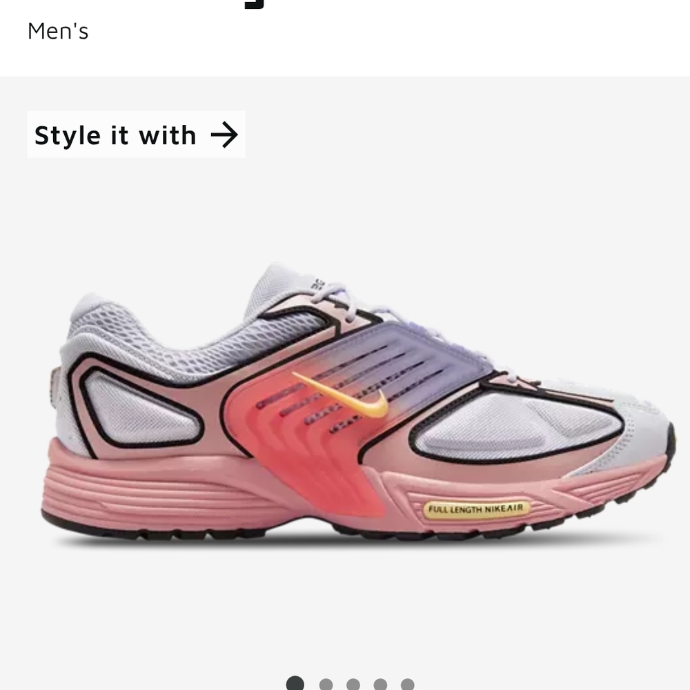 Nike Men's Pink to Purple Gradient Running Shoes with Yellow Swoosh